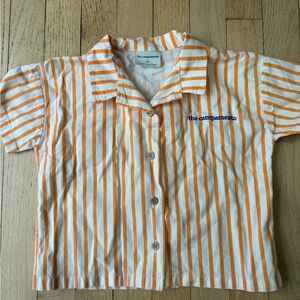 Kids Orange Striped Button Down Shirt